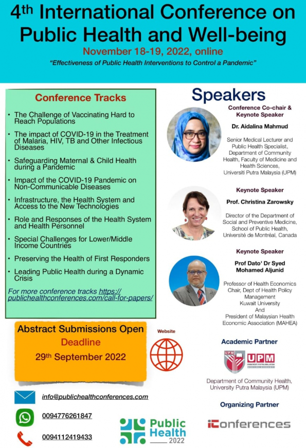 4th International Conference on Public Health and Well-being 2022